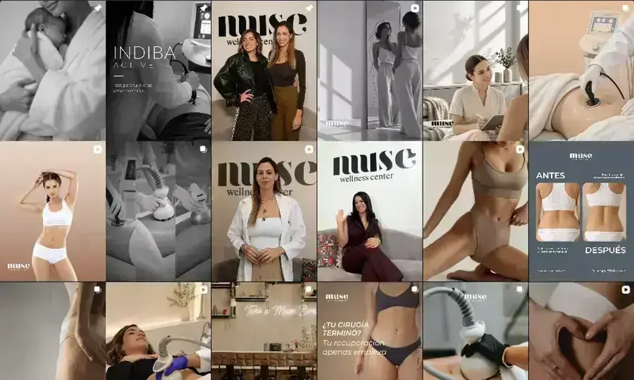 Feed de Instagram de Muse Wellness Center diseñado por Pixie