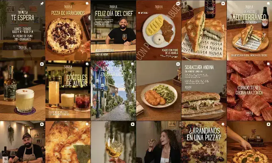 Feed de Instagram de Nuna Laboratorio Culinario diseñado por Pixie